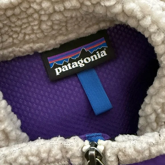 Patagonia Women's W's Classic Retro-X Jacket Medium Vintage Design Cream Purple